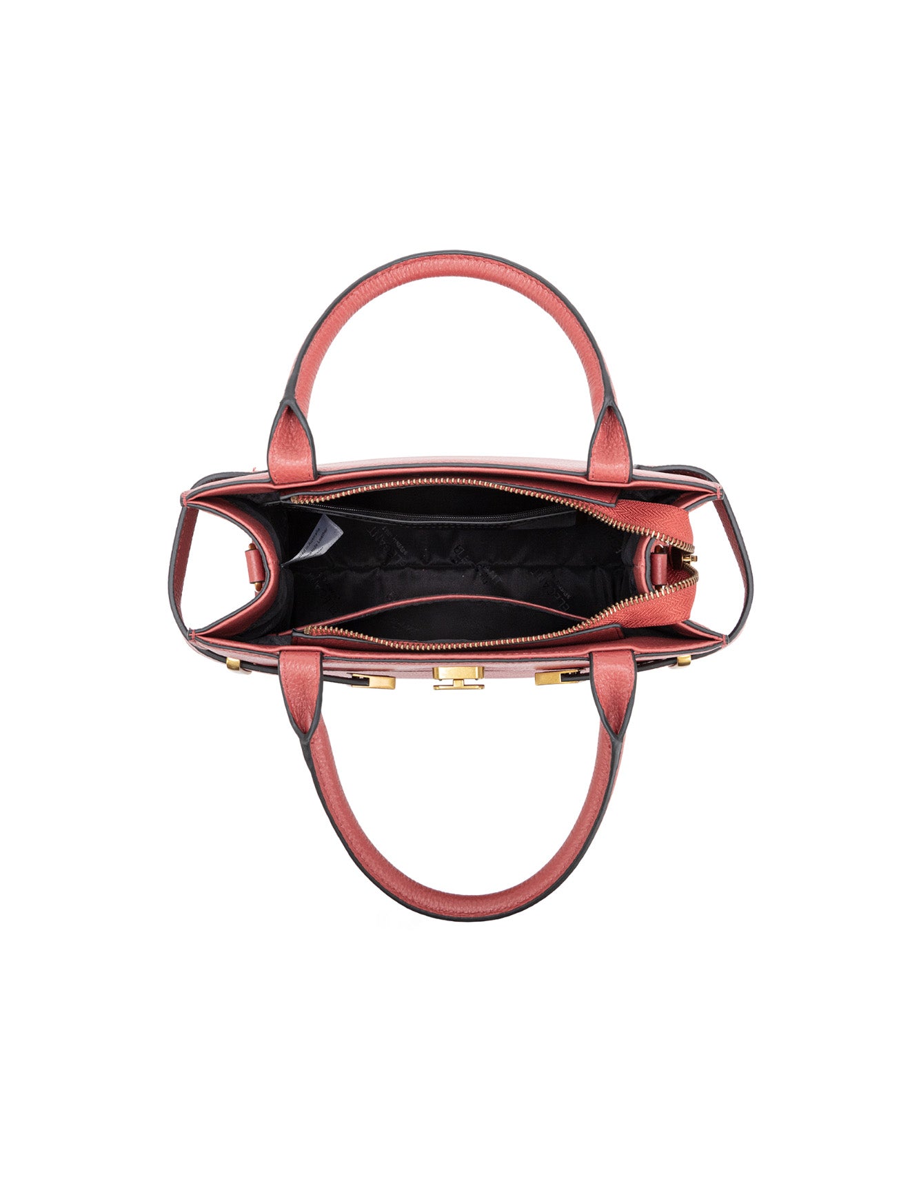 ELEGANT GRACE LEATHER CROSS BODY BAG W/ GOLD CLASP - BRICK