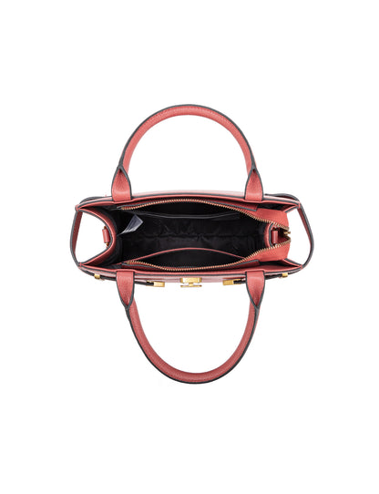 ELEGANT GRACE LEATHER CROSS BODY BAG W/ GOLD CLASP - BRICK