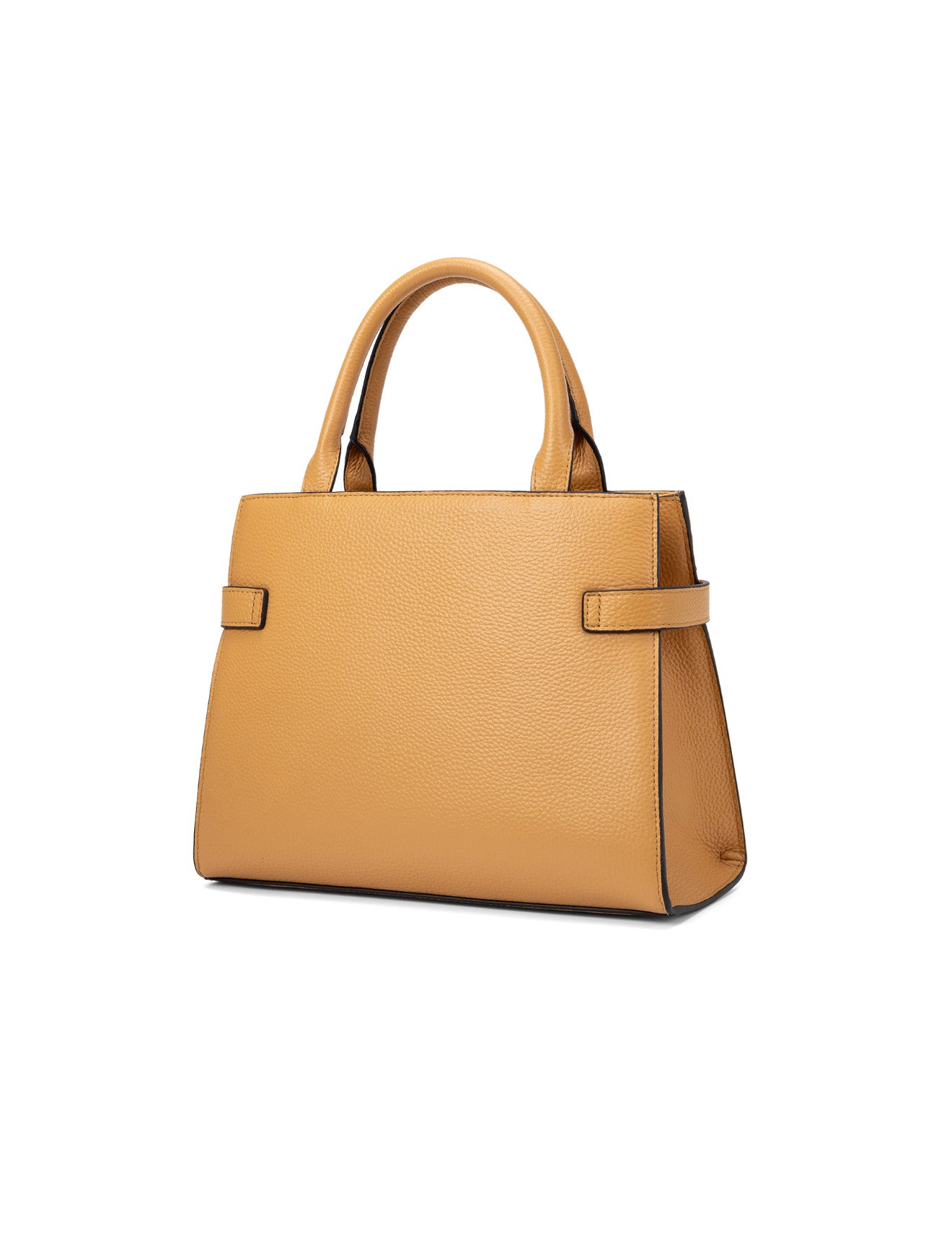 ELEGANT GRACE LEATHER CROSS BODY BAG W/ GOLD CLASP - DIJON