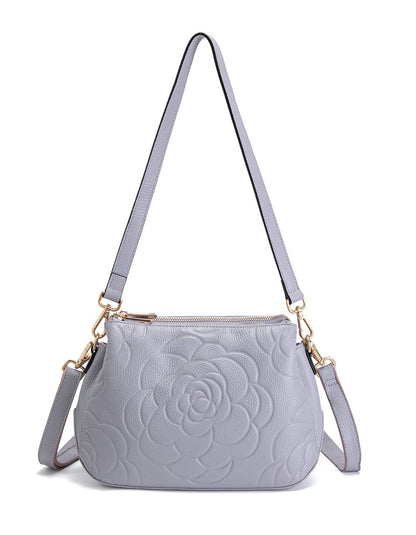 ROSIE 3 COMPARTMENT LEATHER XBODY BAG- E1-8285A-CORNFLOWER