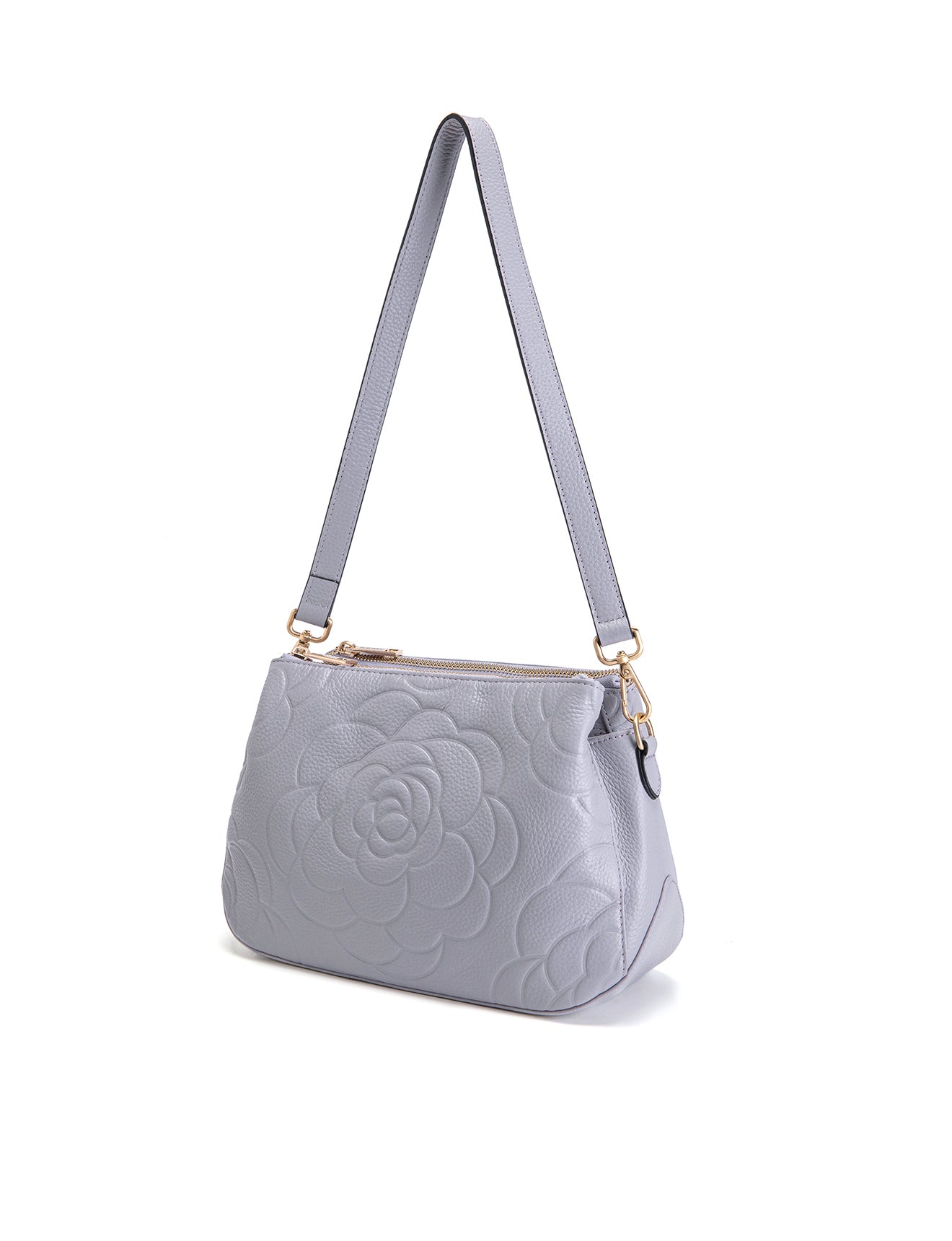 ROSIE 3 COMPARTMENT LEATHER XBODY BAG- E1-8285A-CORNFLOWER