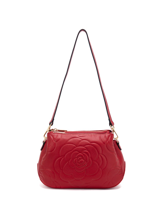 ROSIE 3 COMPARTMENT LEATHER XBODY BAG- E1-8285A-FIRE
