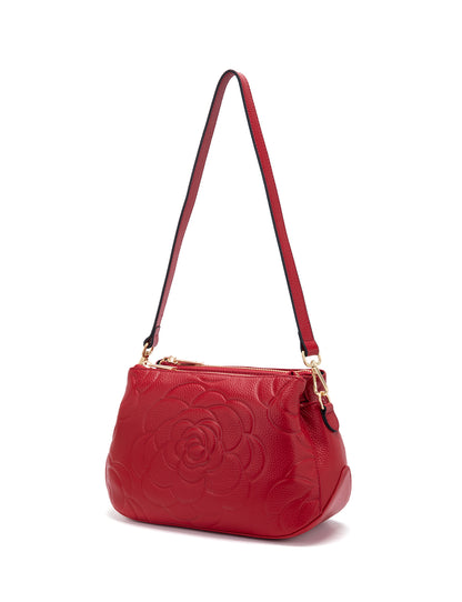 ROSIE 3 COMPARTMENT LEATHER XBODY BAG- E1-8285A-FIRE