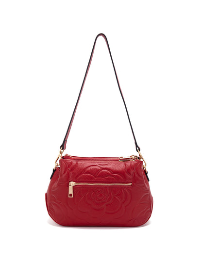 ROSIE 3 COMPARTMENT LEATHER XBODY BAG- E1-8285A-FIRE