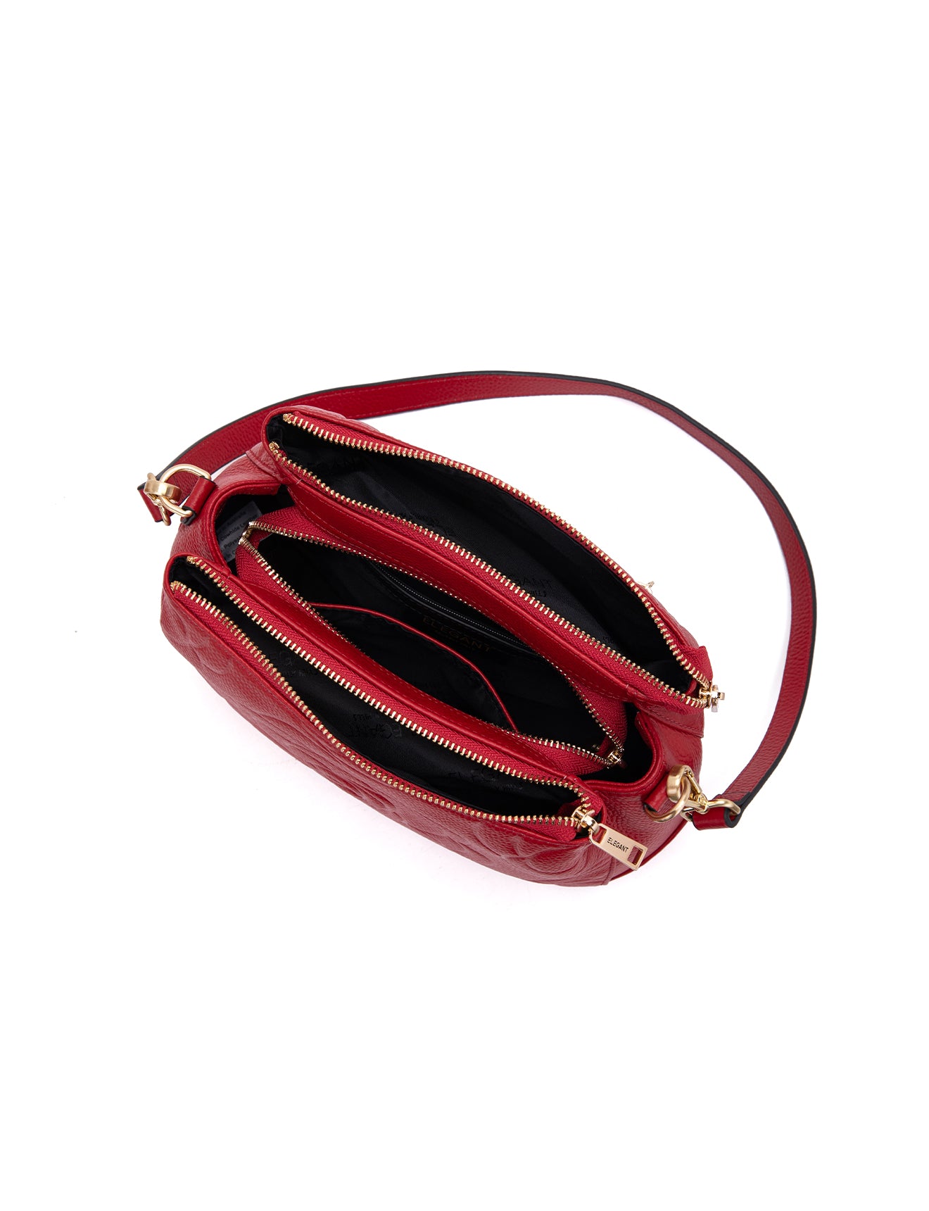 ROSIE 3 COMPARTMENT LEATHER XBODY BAG- E1-8285A-FIRE