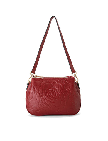 ROSIE 3 COMPARTMENT LEATHER XBODY BAG- RED