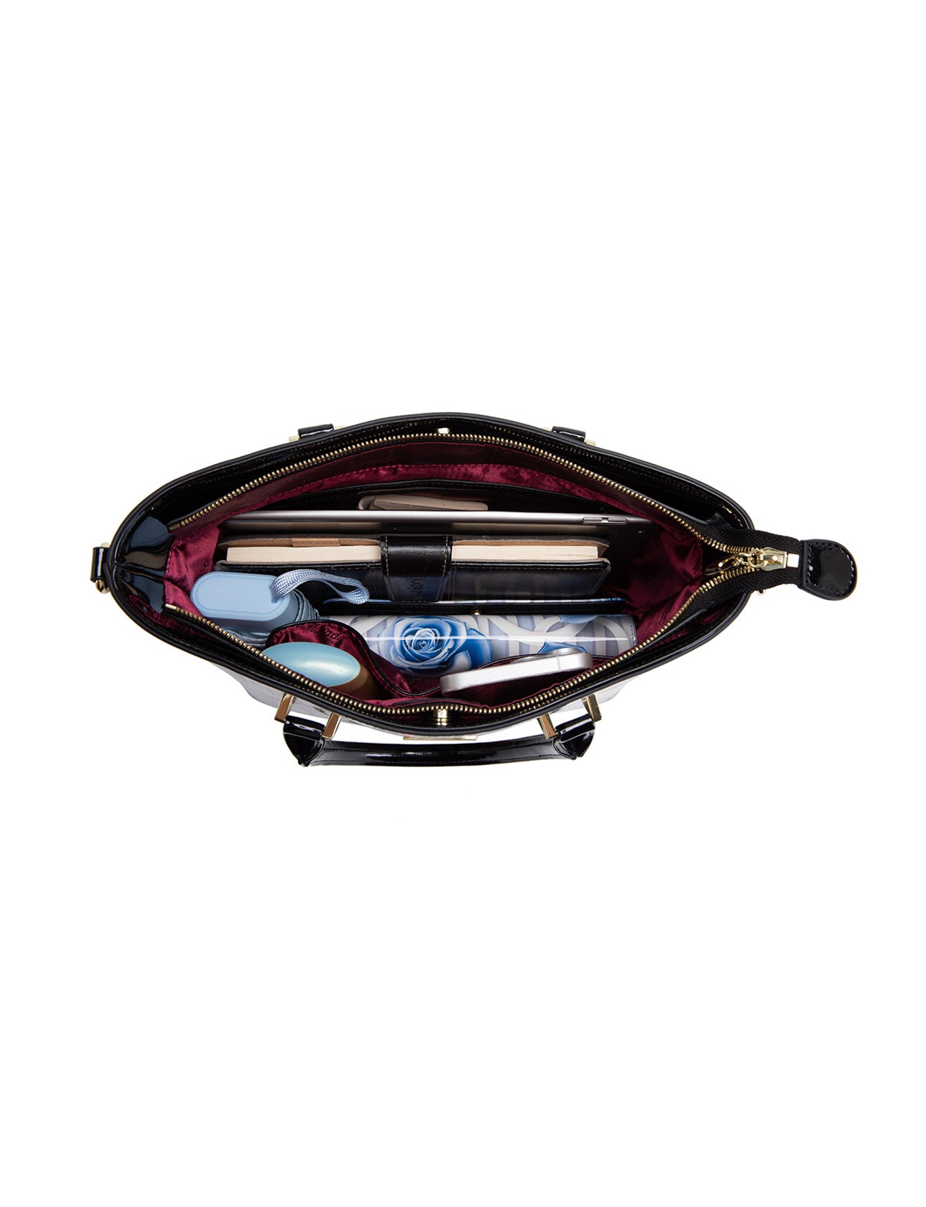 ANTHEA PATENT LEATHER GRIP HANDLE BAG- SF16-8787-SALE