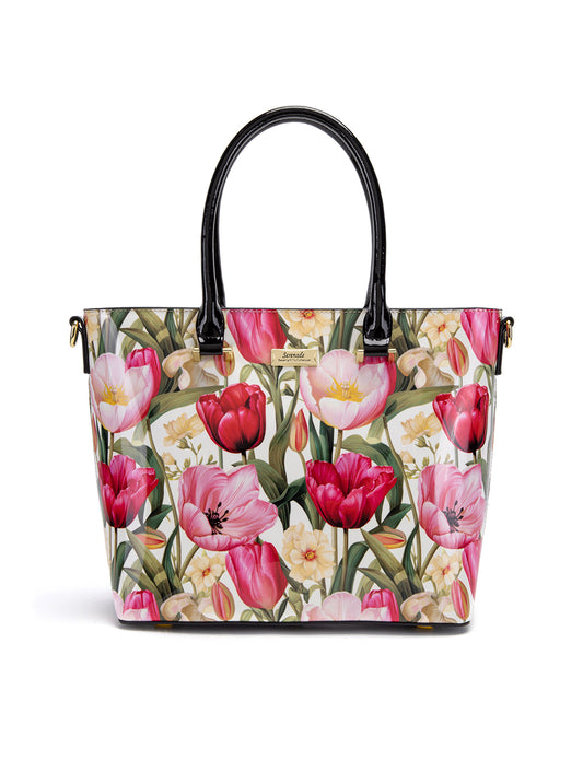 SPRING TULIP PATENT LEATHER GRIP HANDLE BAG- SF21-8787