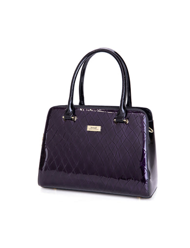 YOLANDA GRIP HANDLE LEATHER BAG- SF27-0343- DEEP PURPLE WITH YOLANDA GRIP HANDLE LEATHER BAG- SF27-0343- DEEP PURPLE WITH