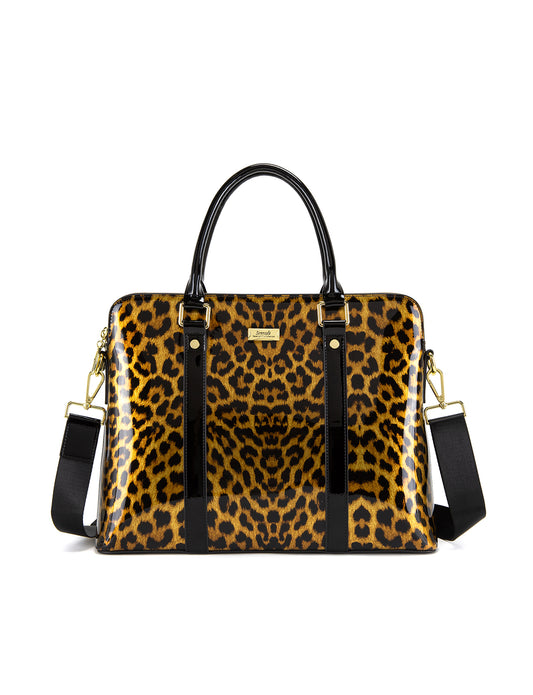 ROUGUE LEOPARD PATENT LEATHER LAPTOP BAG-SF35-6006
