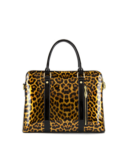 ROUGUE LEOPARD PATENT LEATHER LAPTOP BAG-SF35-6006