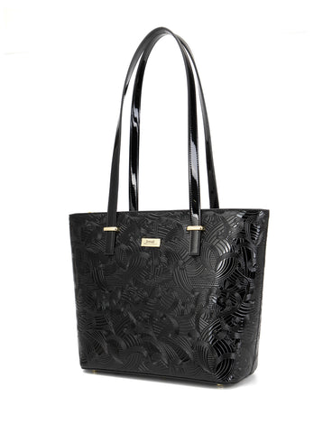 AMIRA LARGE LEATHER TOTE BAG- SF45-0817-BLK- NEW IN