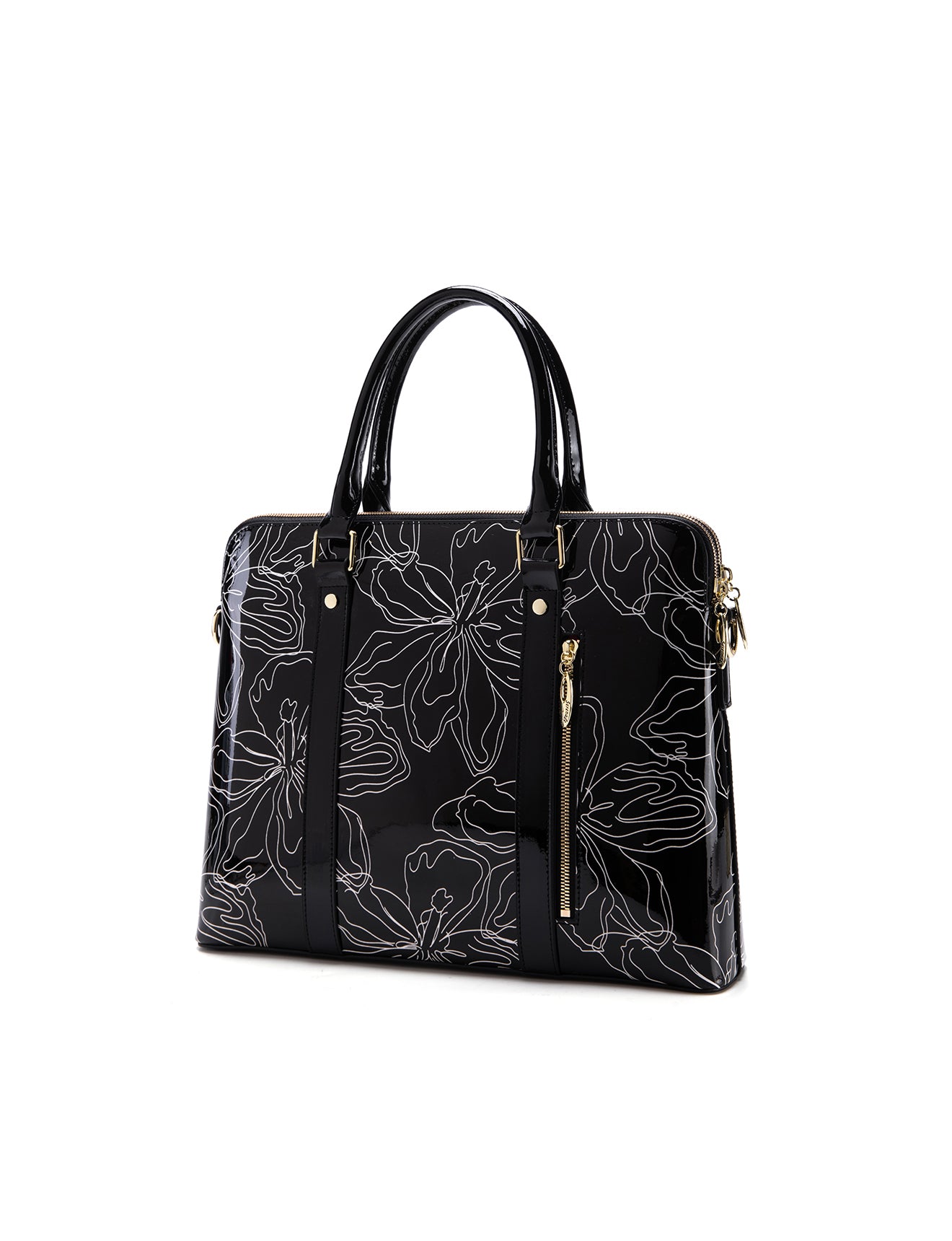 AMIRA PATENT LEATHER LAPTOP BAG- SF45-6006- BLK