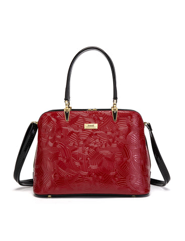 AMIRA TRIPLE COMPARTMENT LEATHER BAG- SF45-8137-RED- NEW IN