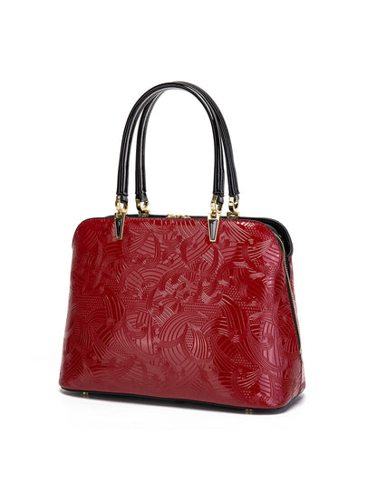 AMIRA TRIPLE COMPARTMENT LEATHER BAG- SF45-8137-RED- NEW IN