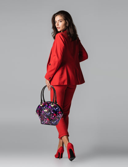 AMETHYST ROSE LEATHER BOWLING BAG- SF53-9275- NEW IN