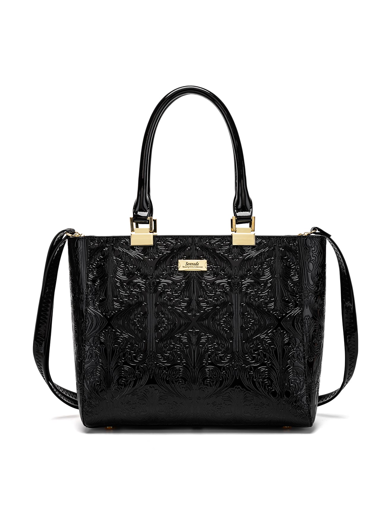 CAROLINA EMBOSSED PATENT LEATHER BAG - BLACK