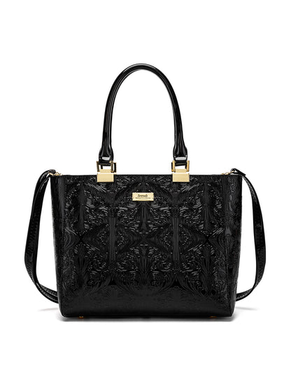 CAROLINA EMBOSSED PATENT LEATHER BAG - BLACK