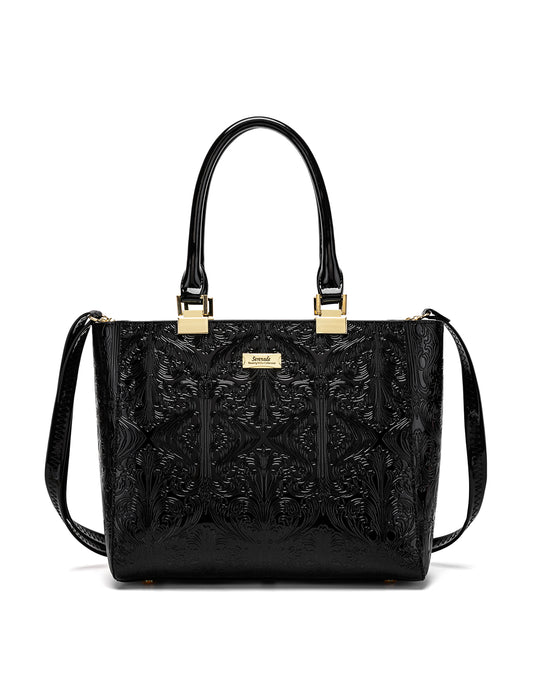 CAROLINA EMBOSSED PATENT LEATHER BAG - BLACK