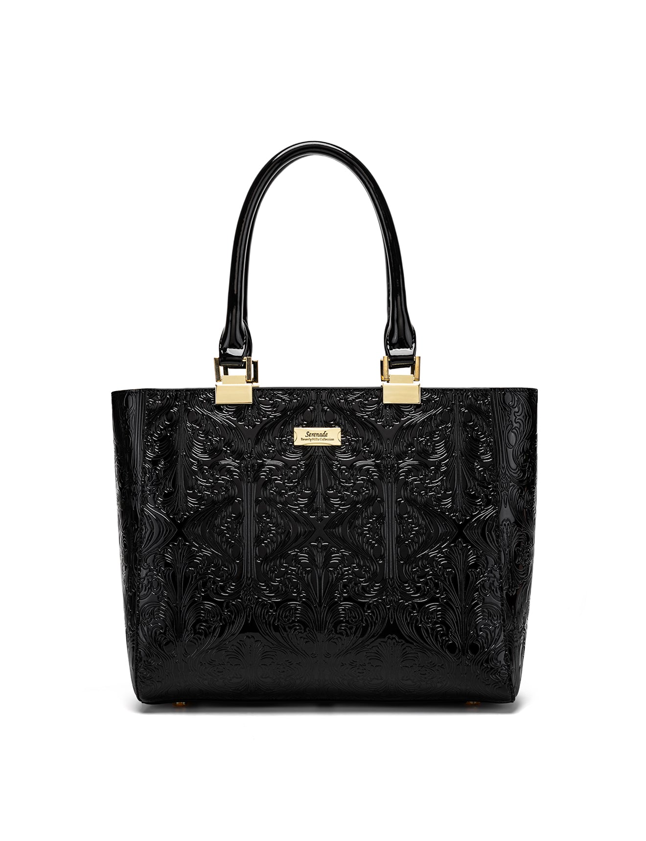 CAROLINA EMBOSSED PATENT LEATHER BAG - BLACK