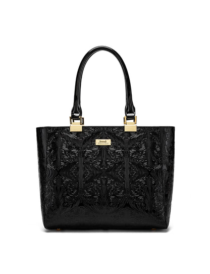 CAROLINA EMBOSSED PATENT LEATHER BAG - BLACK