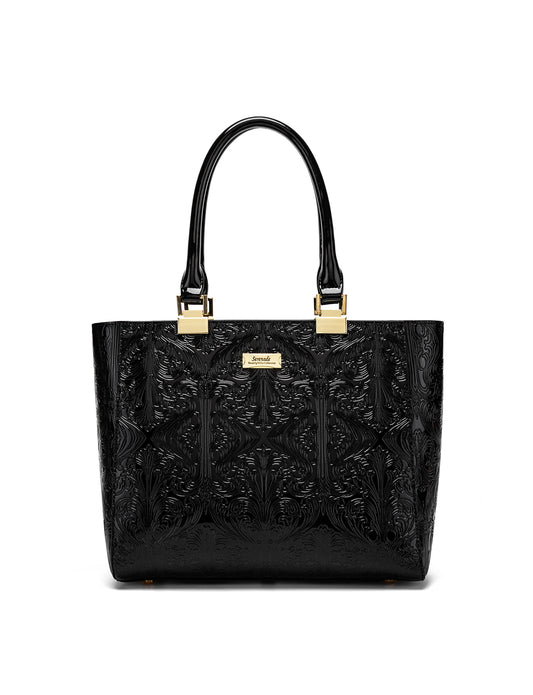 CAROLINA EMBOSSED PATENT LEATHER BAG - BLACK