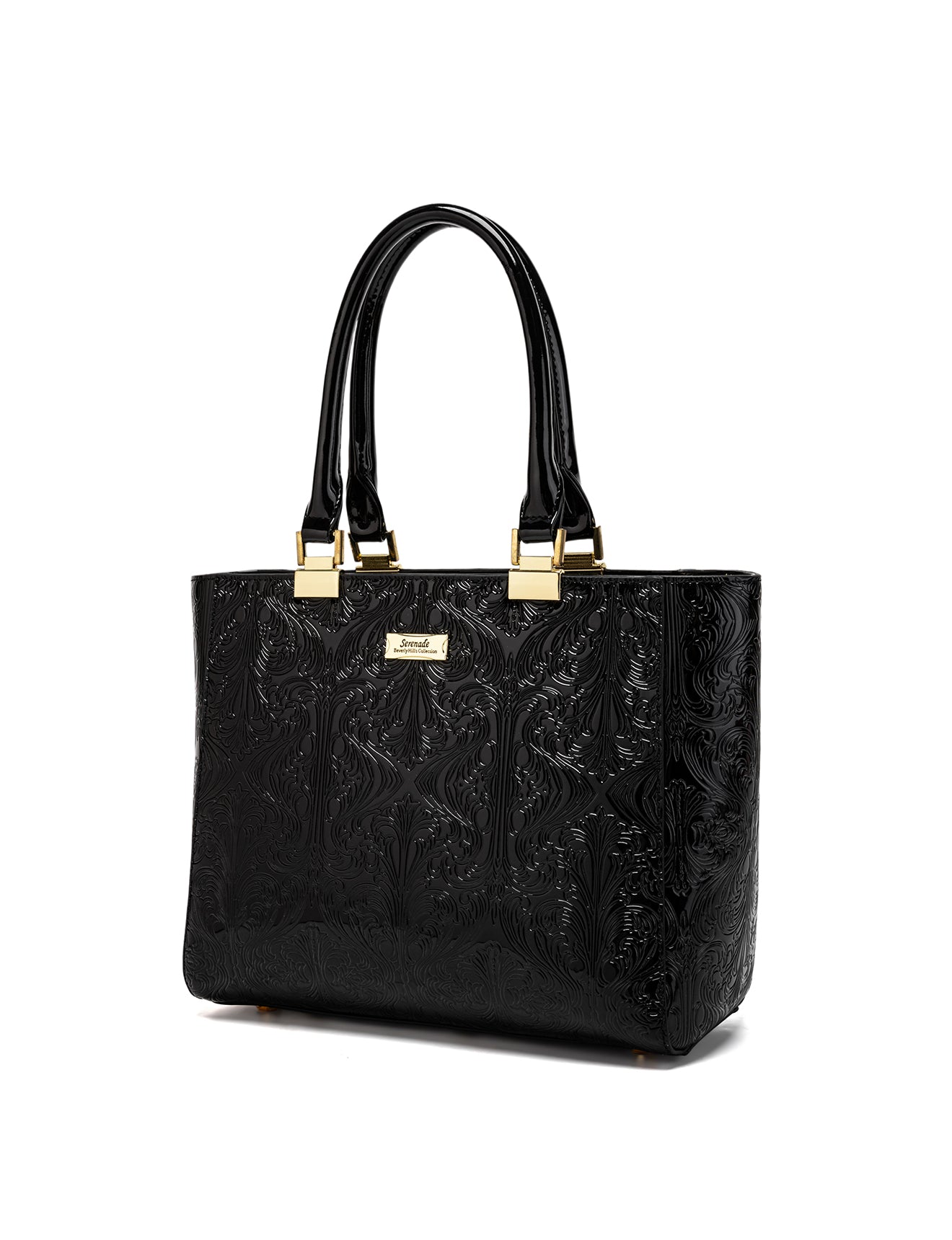 CAROLINA EMBOSSED PATENT LEATHER BAG - BLACK