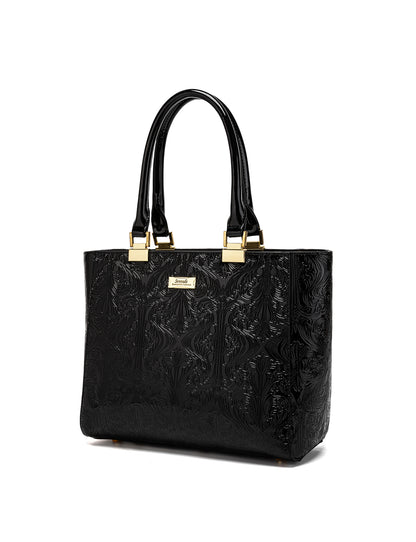 CAROLINA EMBOSSED PATENT LEATHER BAG - BLACK
