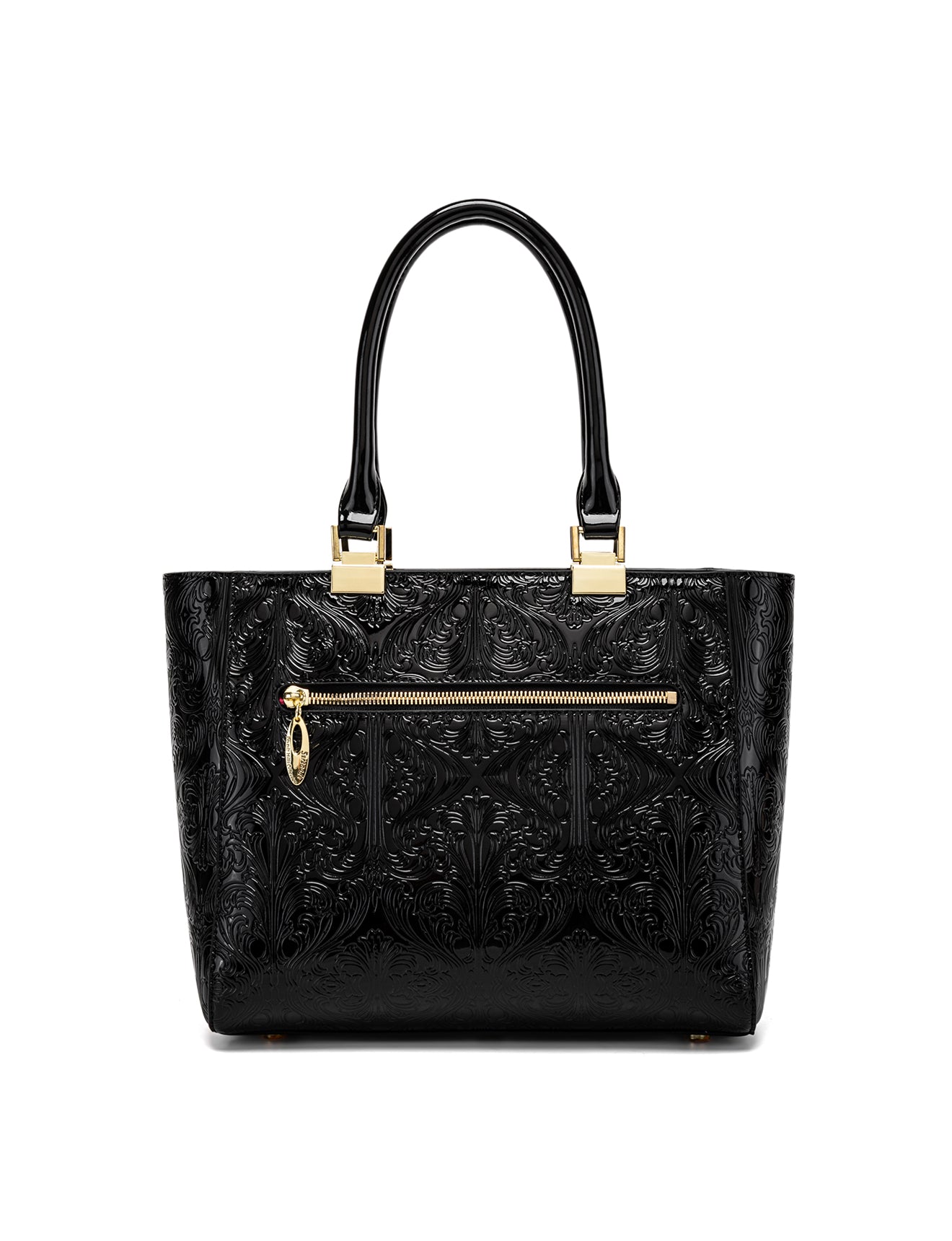 CAROLINA EMBOSSED PATENT LEATHER BAG - BLACK