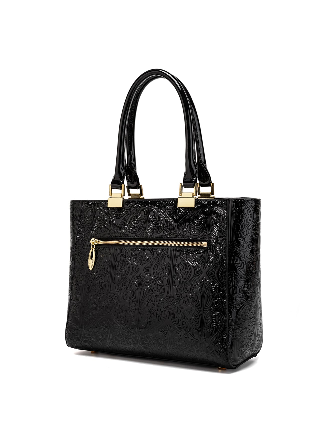 CAROLINA EMBOSSED PATENT LEATHER BAG - BLACK
