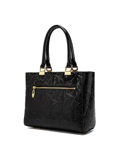 CAROLINA EMBOSSED PATENT LEATHER BAG - BLACK
