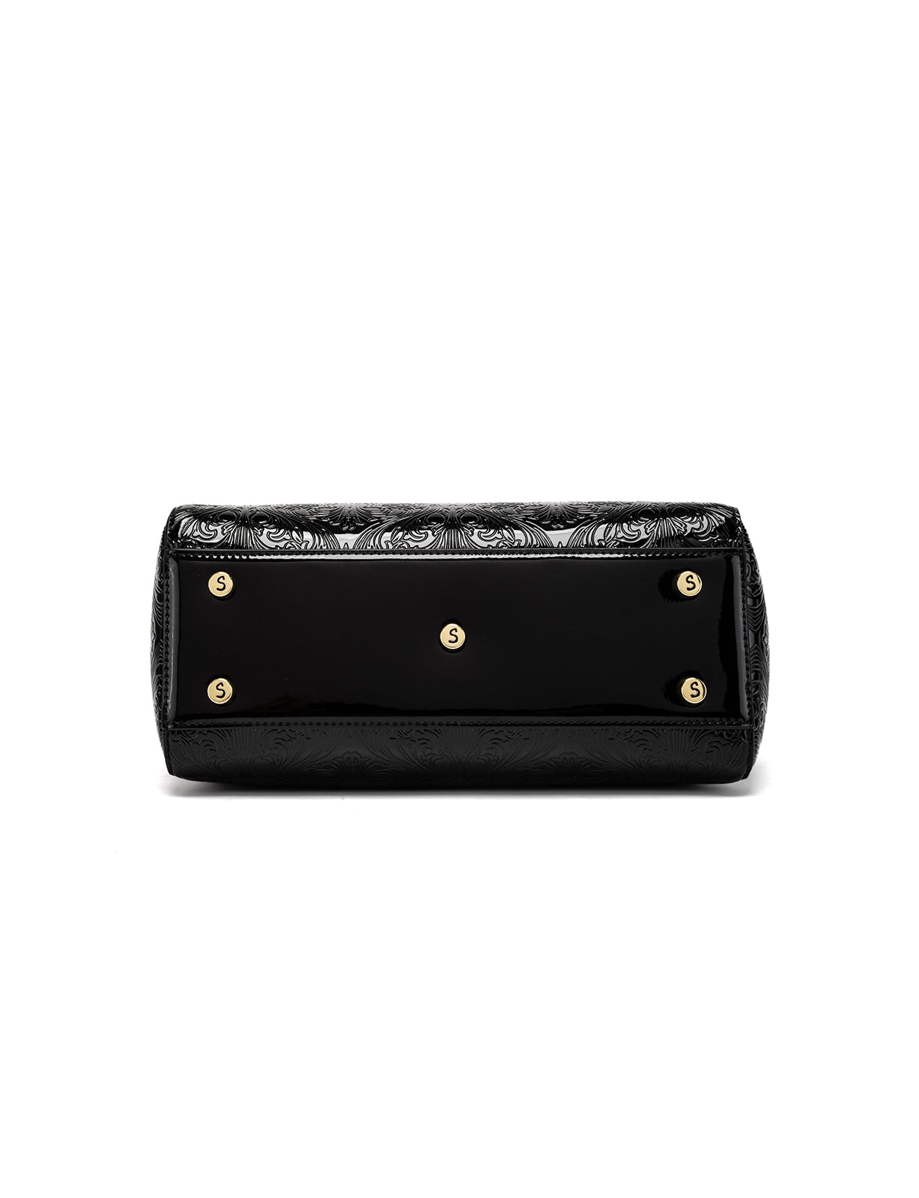 CAROLINA EMBOSSED PATENT LEATHER BAG - BLACK