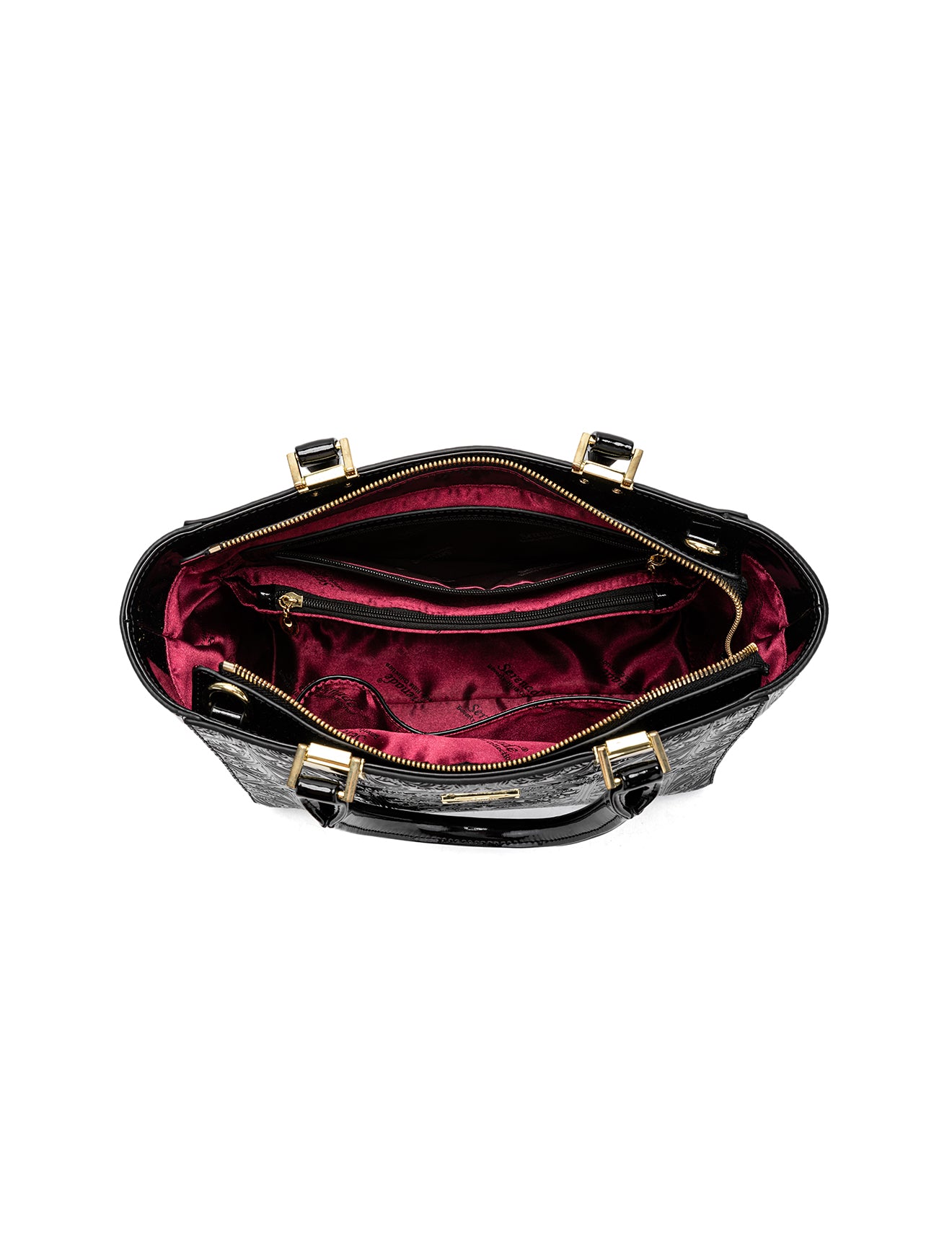 CAROLINA EMBOSSED PATENT LEATHER BAG - BLACK