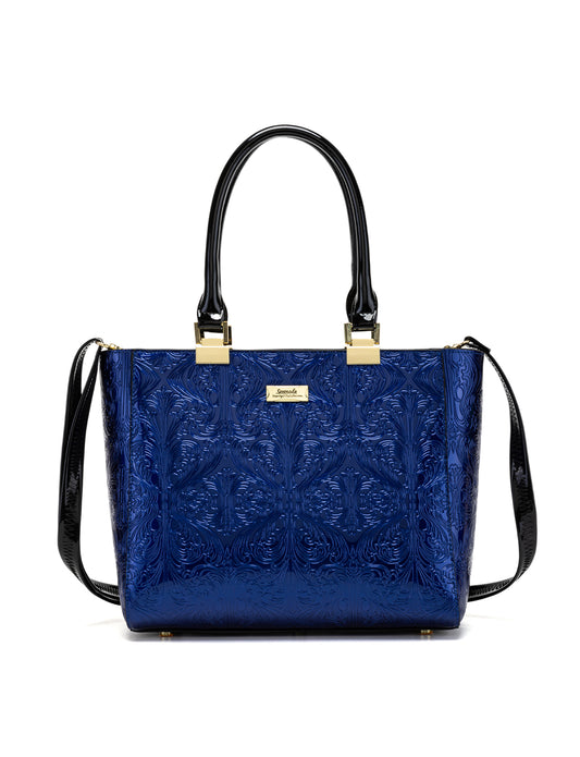 CAROLINA EMBOSSED PATENT LEATHER BAG - BLUE