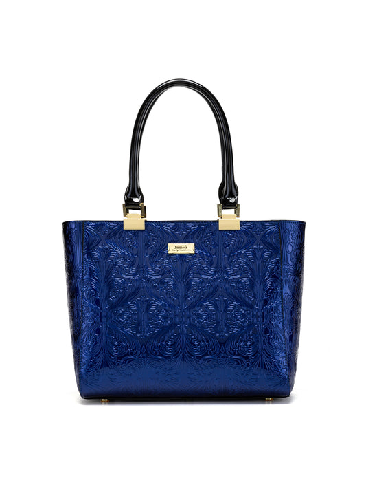CAROLINA EMBOSSED PATENT LEATHER BAG - BLUE