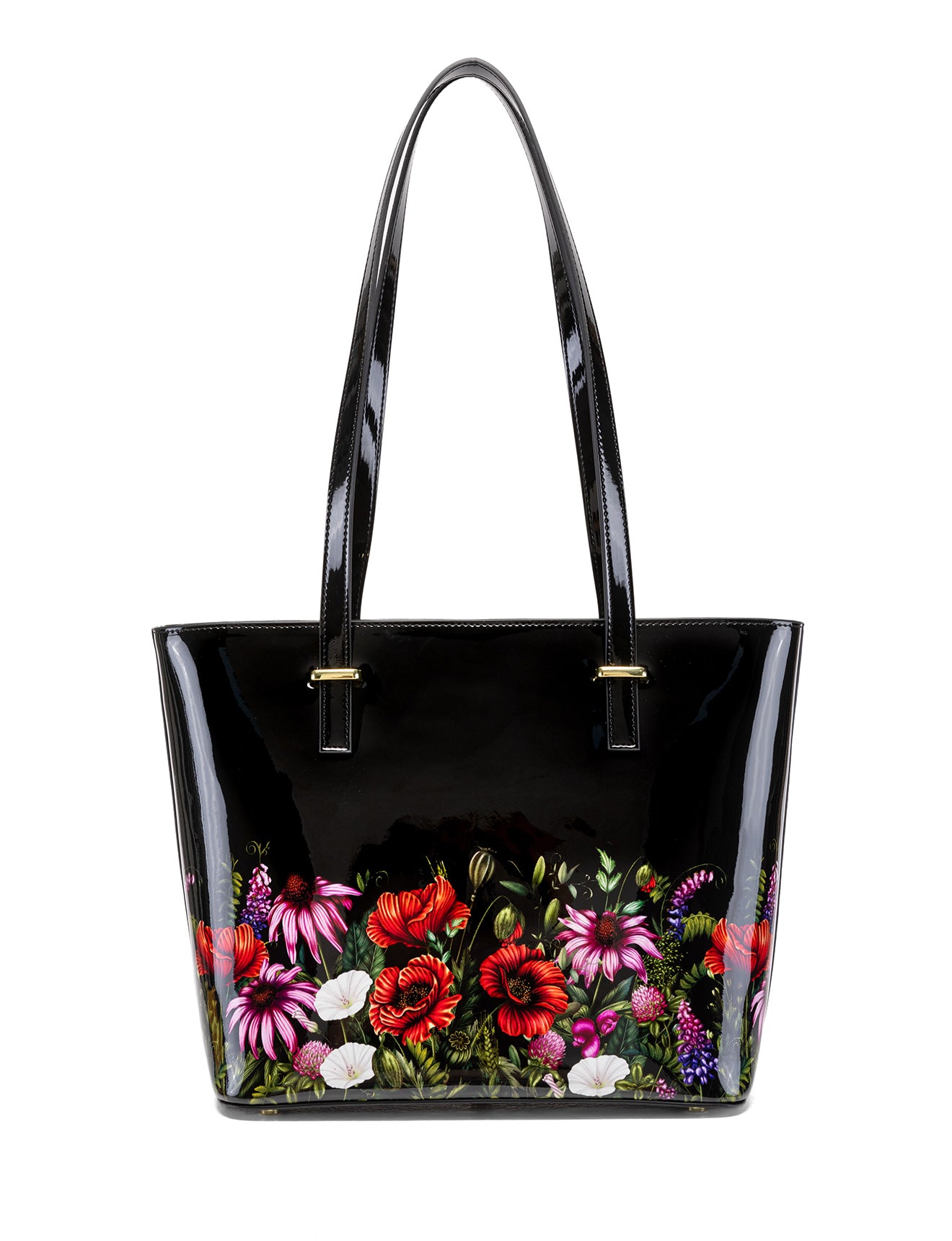 PEONY PATENT LEATHER TOTE  - FLORAL PRINT