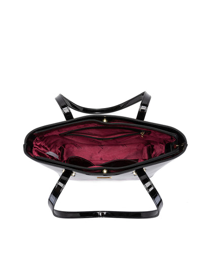 PEONY PATENT LEATHER TOTE  - FLORAL PRINT