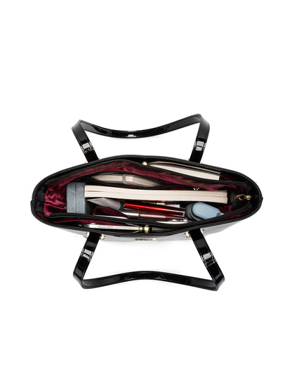 PEONY PATENT LEATHER TOTE  - FLORAL PRINT