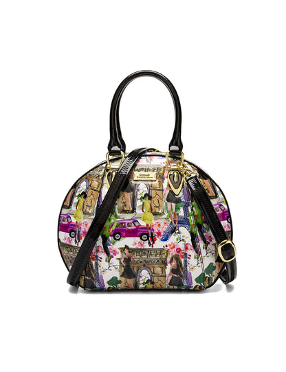 PARIS ROUND PATENT LEATHER BAG - PARIS PRINT