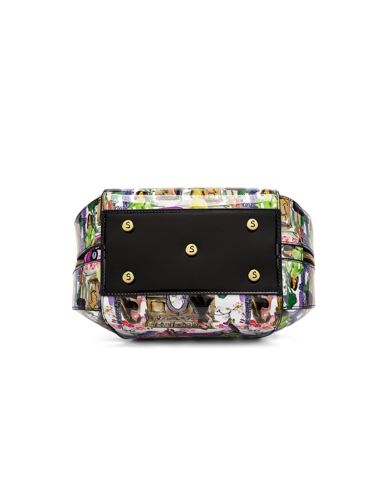 PARIS ROUND PATENT LEATHER BAG - PARIS PRINT