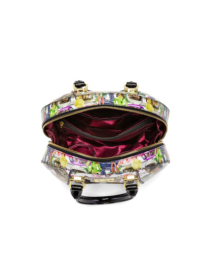 PARIS ROUND PATENT LEATHER BAG - PARIS PRINT