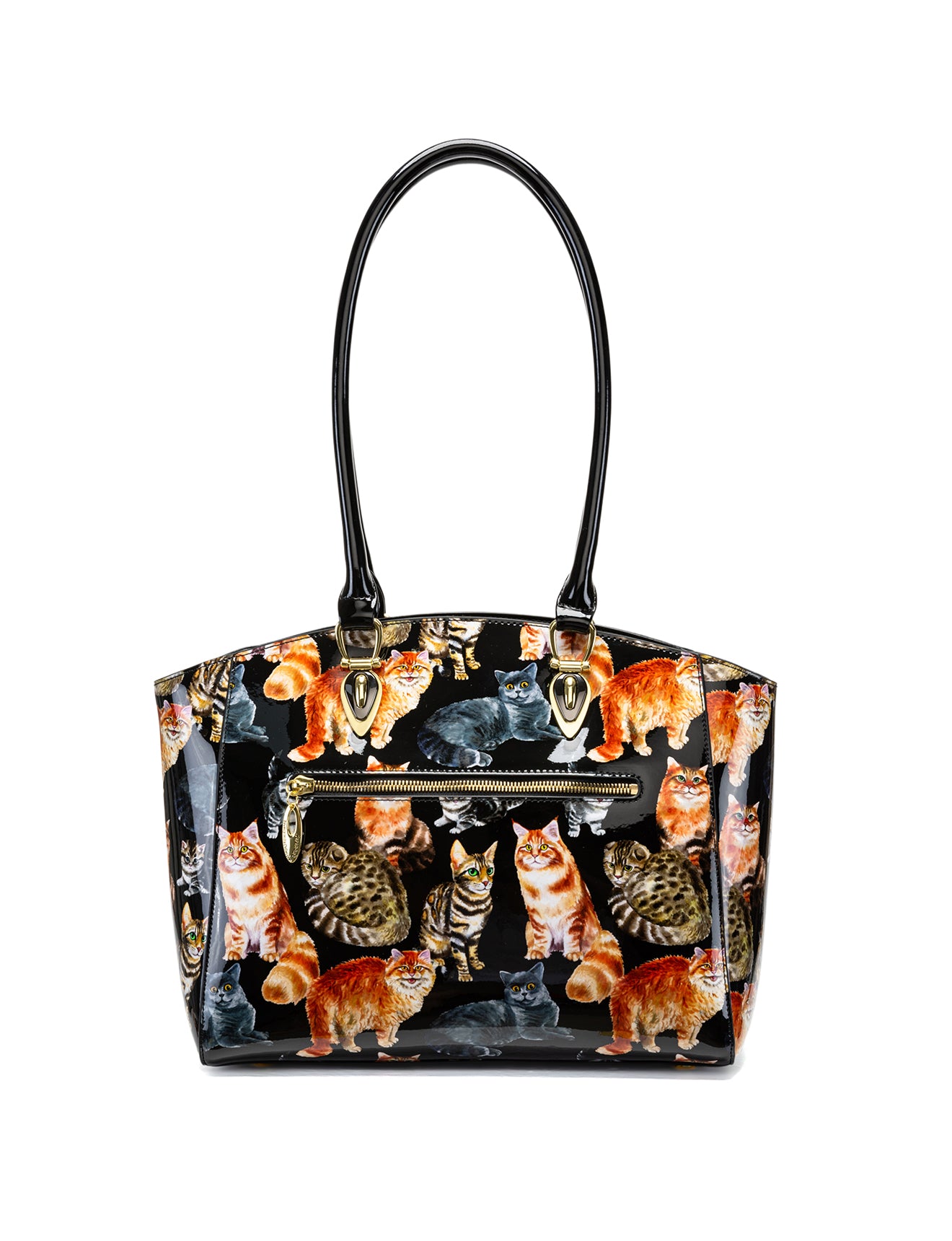 CATS MEOW PATENT LEATHER SHOULDER BAG - CAT PRINT