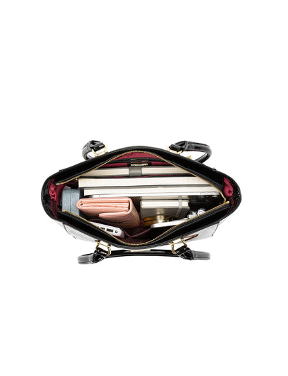 CATS MEOW PATENT LEATHER SHOULDER BAG - CAT PRINT
