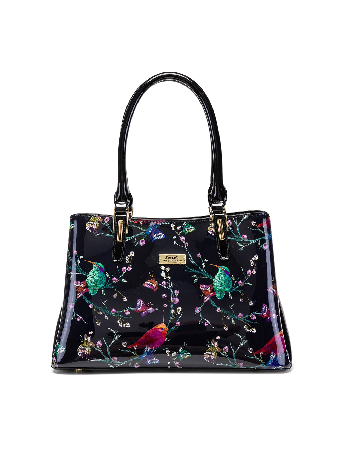 HUMMINGBIRD SINGS PATENT LEATHER BAG  - BIRD PRINT