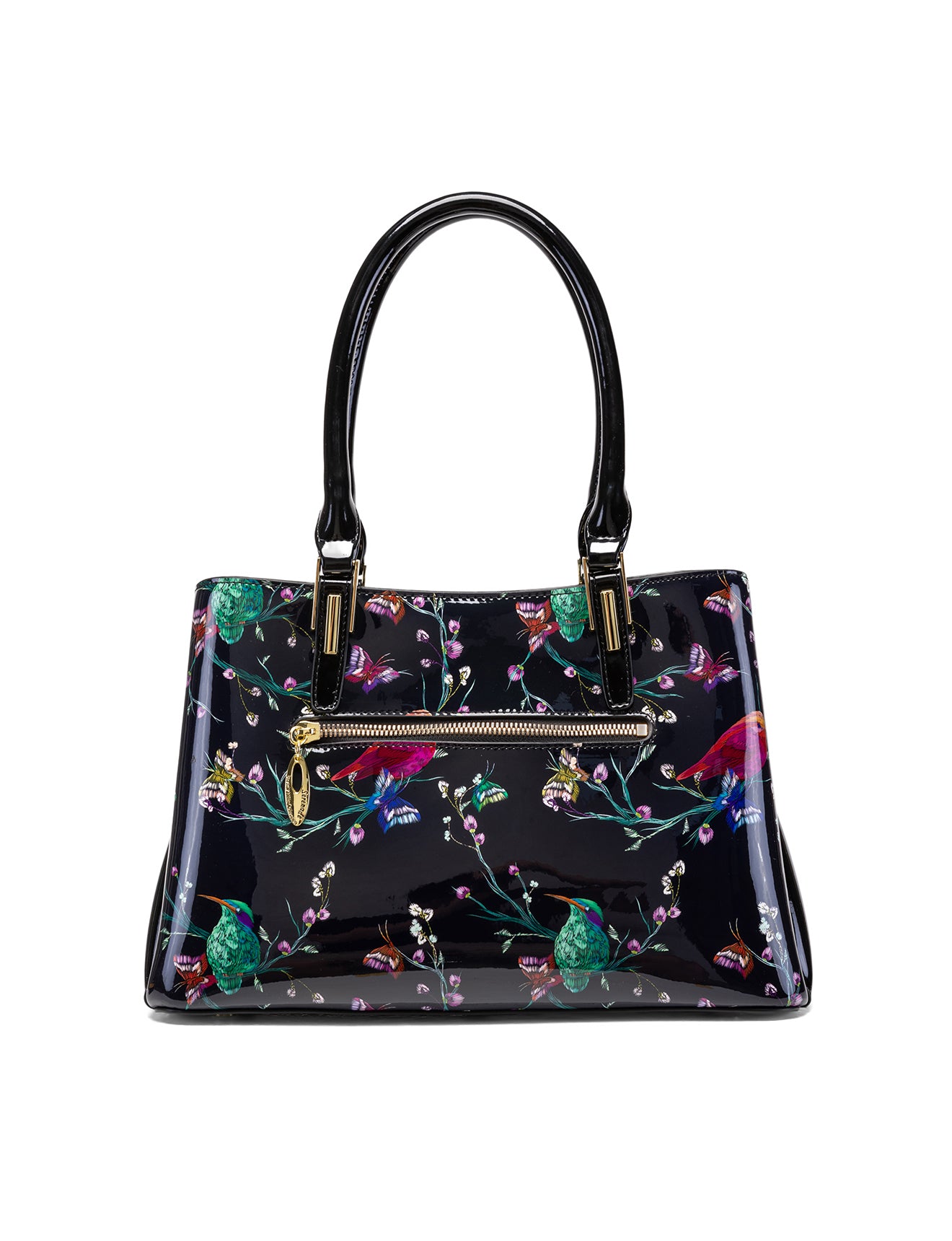HUMMINGBIRD SINGS PATENT LEATHER BAG  - BIRD PRINT