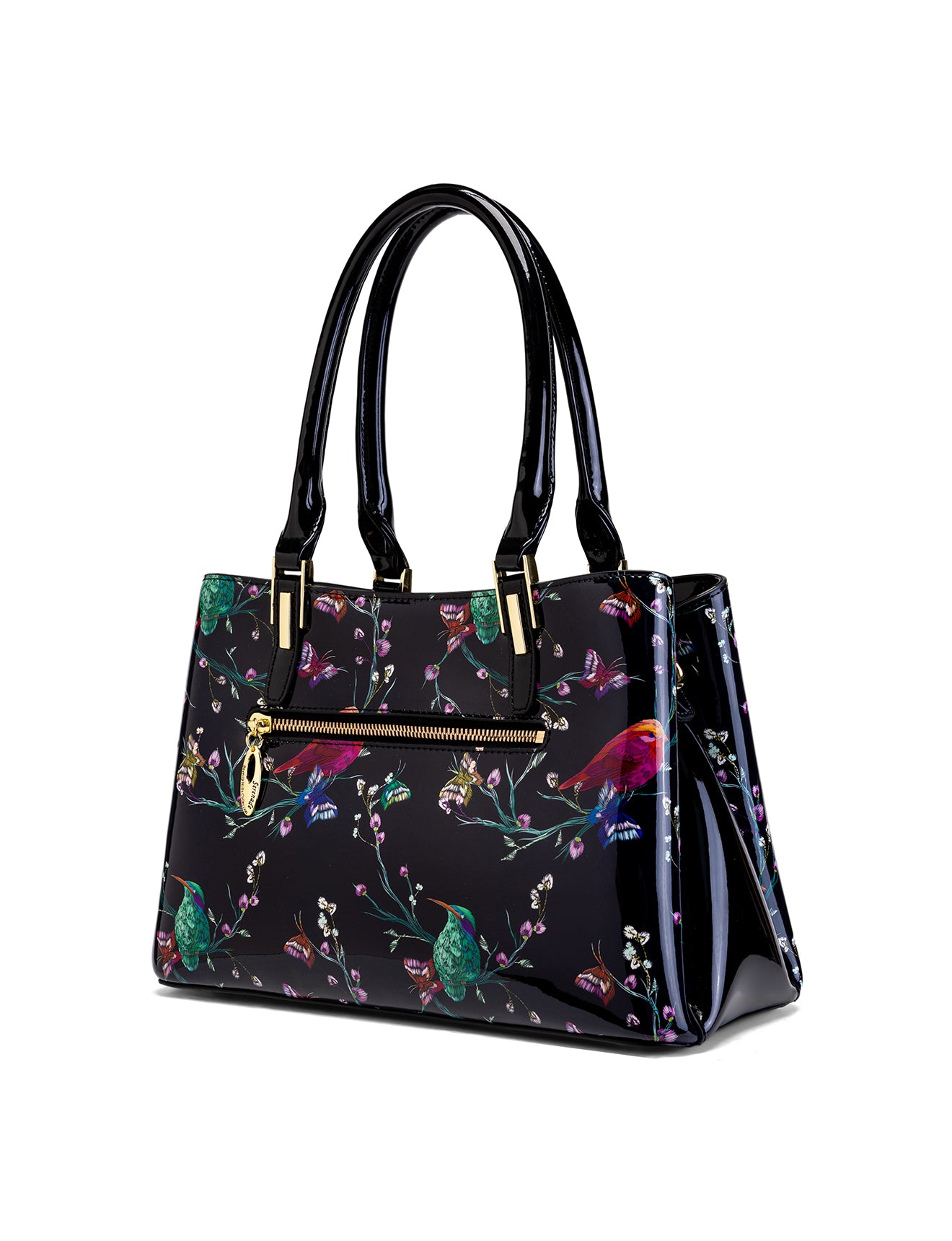 HUMMINGBIRD SINGS PATENT LEATHER BAG  - BIRD PRINT