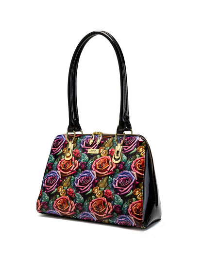 ROSETTA PATENT LEATHER BAG  - ROSE PRINT