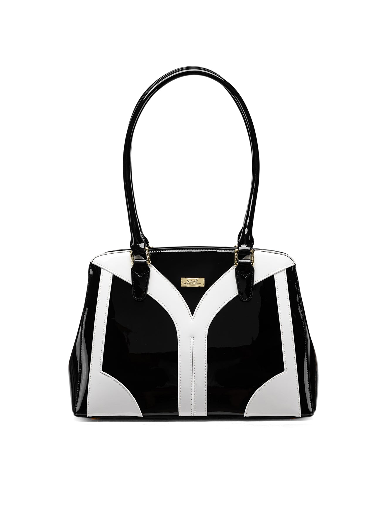 TUXEDO PATENT LEATHER BAG  - BLK WHITE