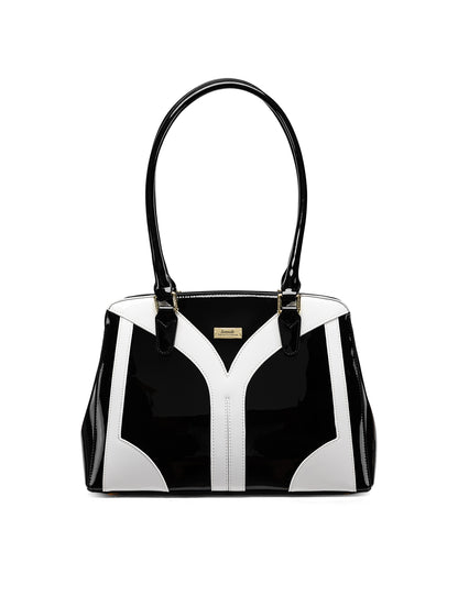 TUXEDO PATENT LEATHER BAG  - BLK WHITE