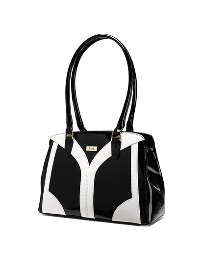 TUXEDO PATENT LEATHER BAG  - BLK WHITE